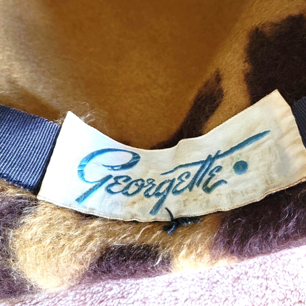 Vintage 1950's Beaver Felt Giraffe Print Hat by Georgette - Picture 3 of 14
